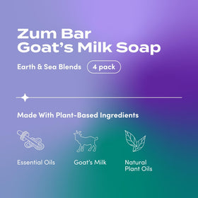 Indigo Wild Zum four-pack arranged to show all Earth & Sea blends, offers scent variety