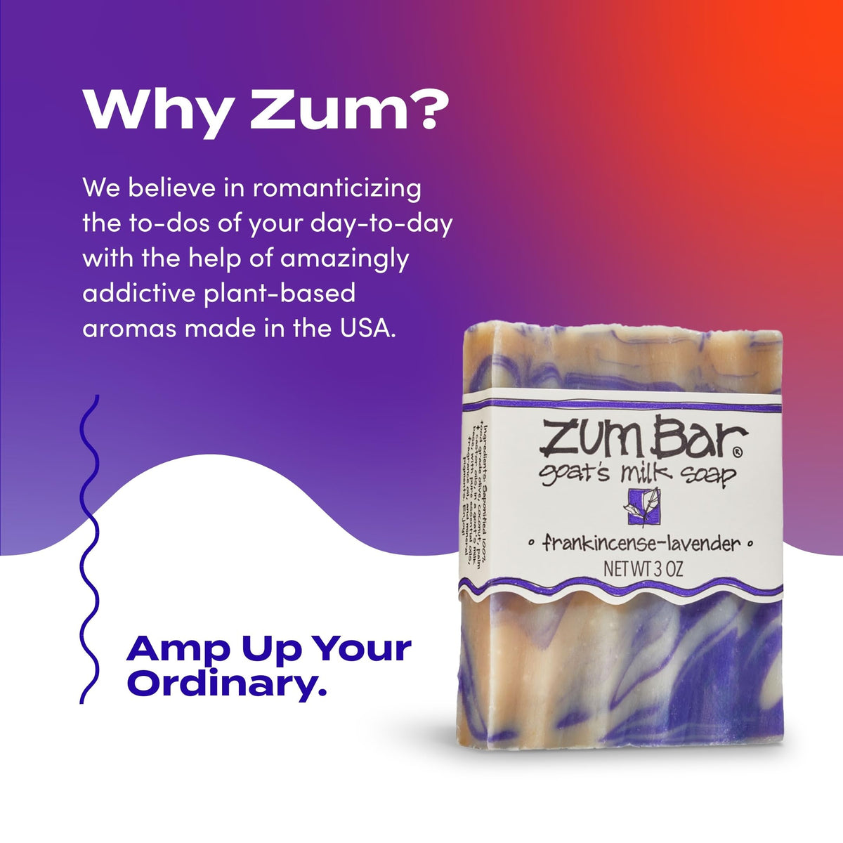Indigo Wild Zum ingredients display with olive and coconut oils benefit