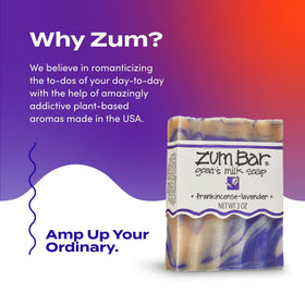 Indigo Wild Zum ingredients display with olive and coconut oils benefit