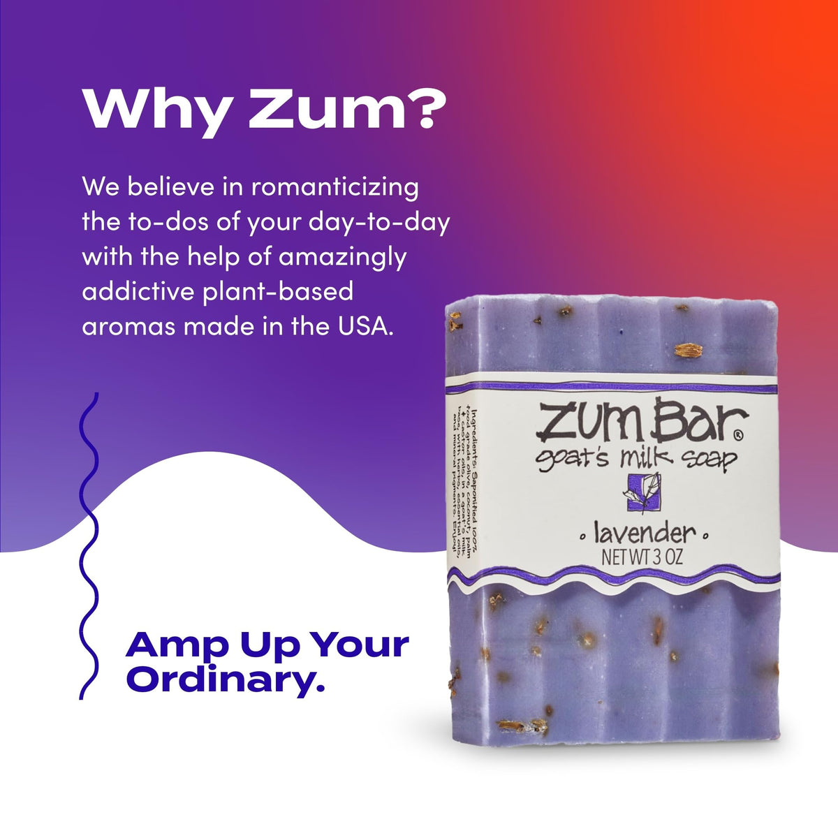 Indigo Wild Zum next to a hand for scale showing compact 3 oz bar size
