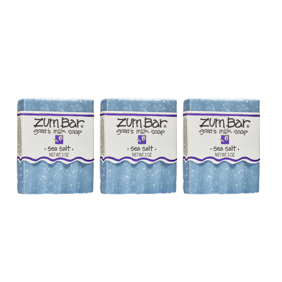 Indigo Wild Zum front packaging showing three soap bars and brand clarity benefit