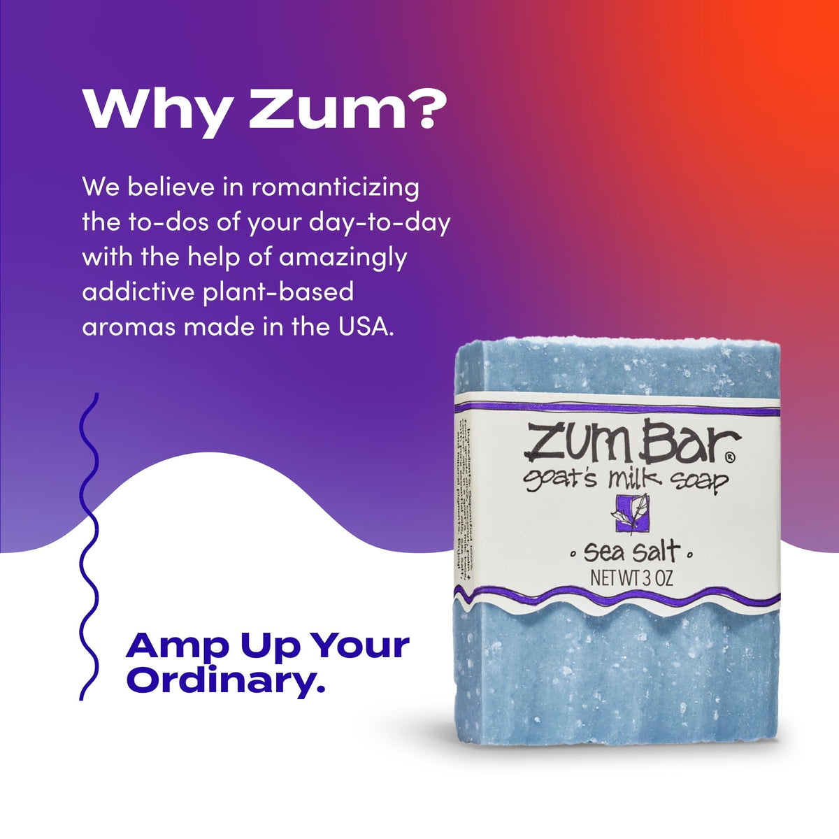 Indigo Wild Zum soap beside a ruler showing 3 oz size and travel convenience benefit