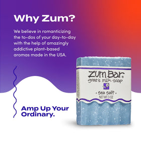 Indigo Wild Zum soap beside a ruler showing 3 oz size and travel convenience benefit