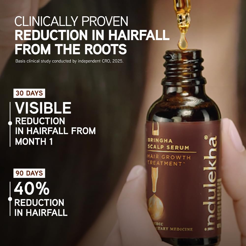 INDULEKHA product staged in haircare setup for lifestyle appeal