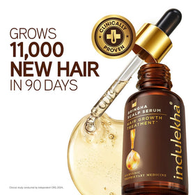 INDULEKHA serum texture poured to show lightweight absorption