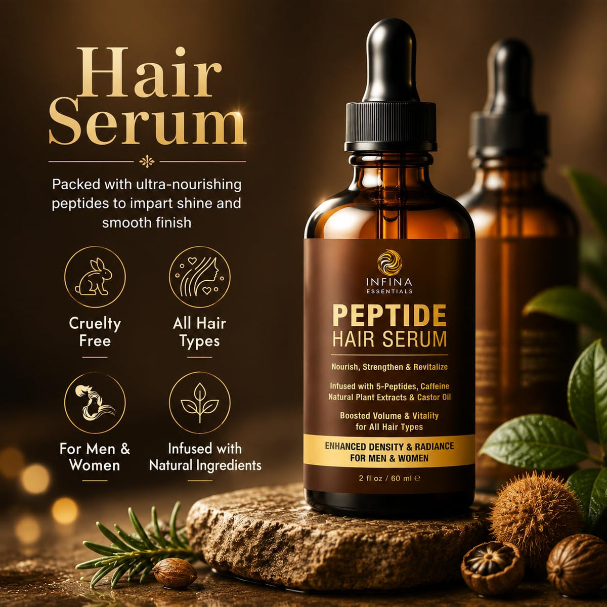INFINA ESSENTIALS applying serum to scalp demonstrating gentle massage