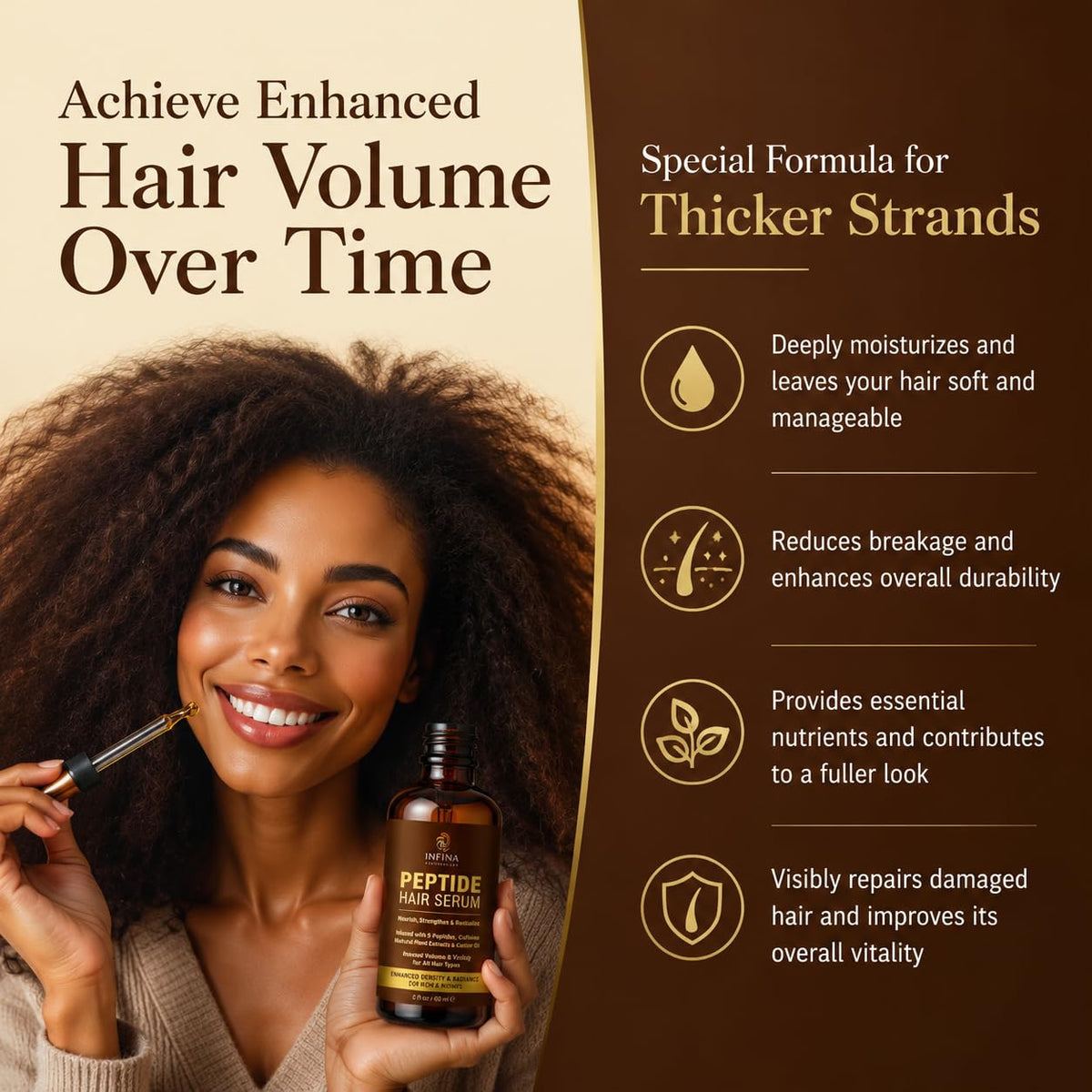 INFINA ESSENTIALS before and after texture comparison showing improved manageability