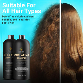 INFINA ESSENTIALS conditioner applied to mid-lengths showing restored softness