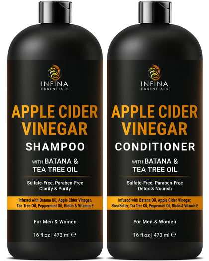 INFINA ESSENTIALS front packaging showing clarifying shampoo and conditioner set for balance