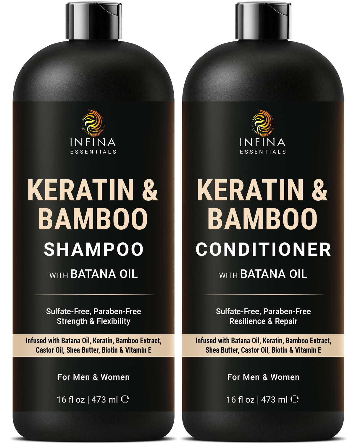 INFINA ESSENTIALS front packaging showing both 16 fl oz bottles and benefits