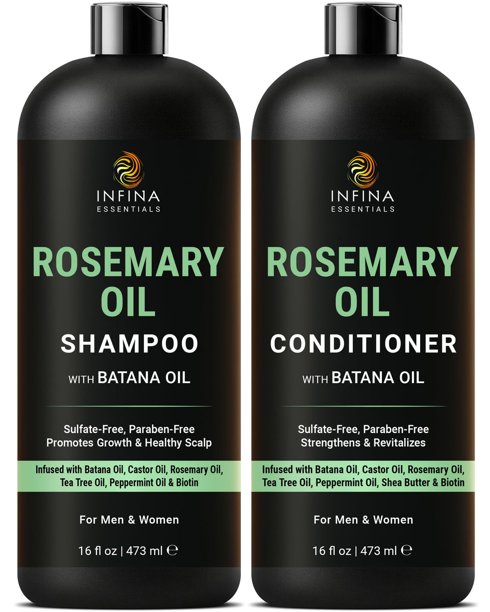 INFINA ESSENTIALS front packaging showing rosemary set for thicker hair benefits