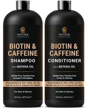 INFINA ESSENTIALS front packaging set showing both 16 fl oz bottles and clear benefits