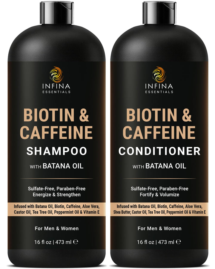 INFINA ESSENTIALS front packaging set showing both 16 fl oz bottles and clear benefits