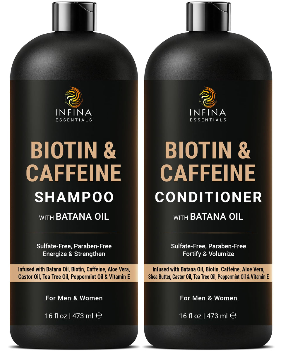 INFINA ESSENTIALS front packaging set showing both 16 fl oz bottles and clear benefits