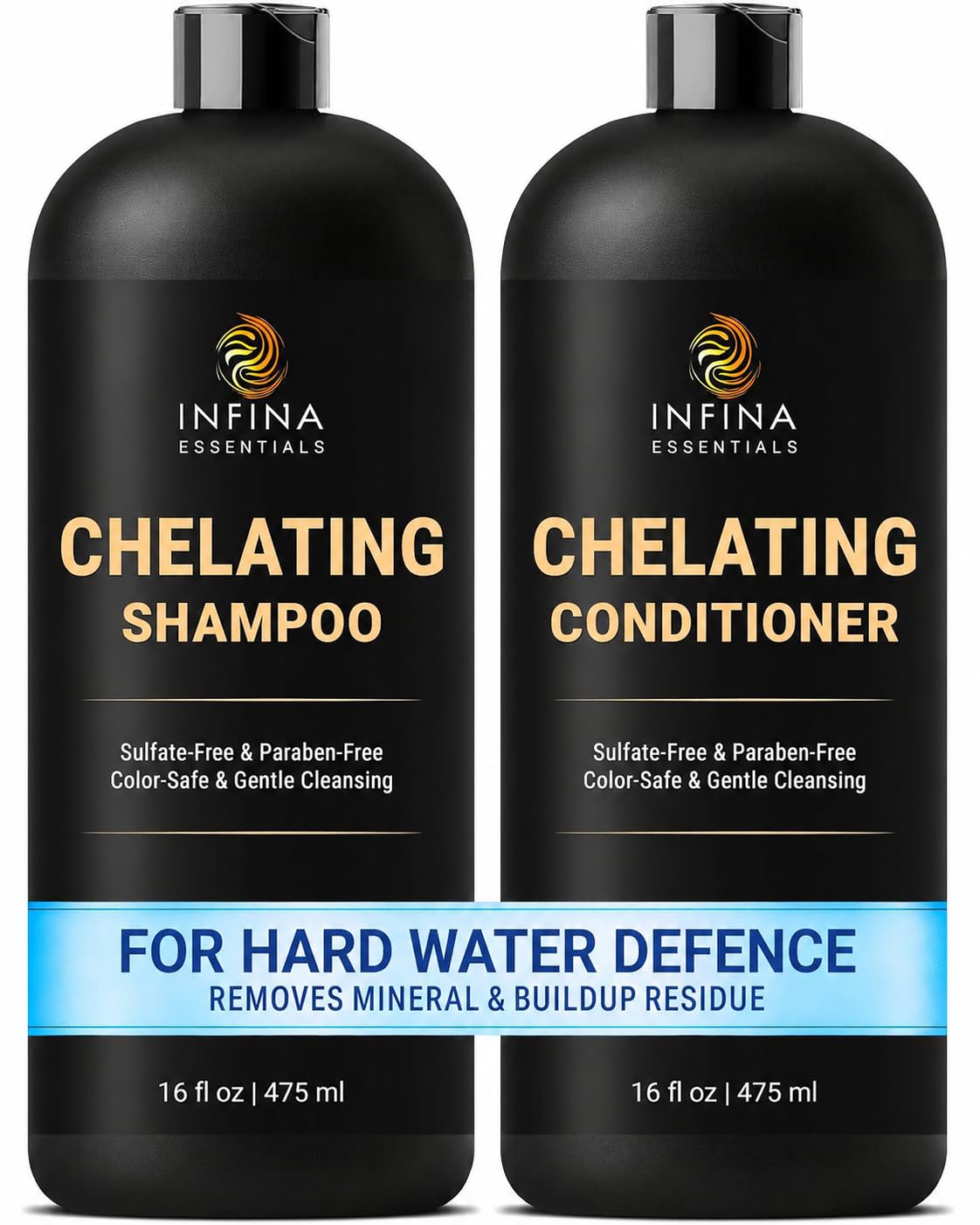 INFINA ESSENTIALS front packaging showing 16 fl oz bottles and label benefit