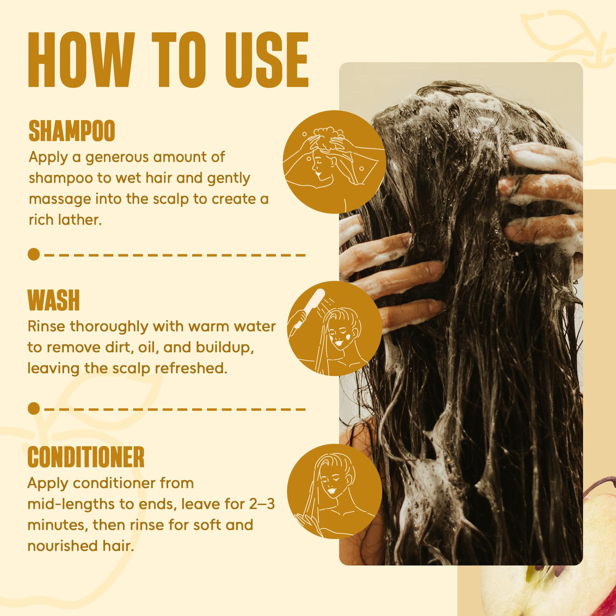 INFINA ESSENTIALS in-use shampoo on wet hair massaged to remove excess oil quickly