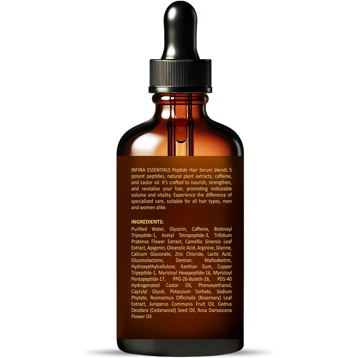 INFINA ESSENTIALS bottle on bathroom shelf in lifestyle setting for daily use