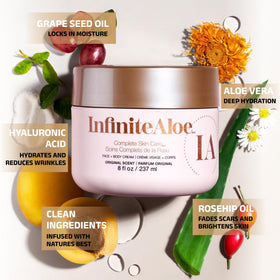InfiniteAloe open jar showing creamy texture and smooth consistency for fast absorption