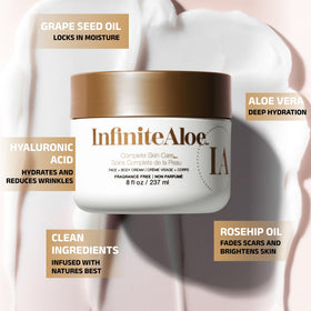 InfiniteAloe open jar texture close-up highlighting smooth cream consistency