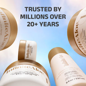 InfiniteAloe cream on fingertip ready to apply, demonstrates easy scoop and spread