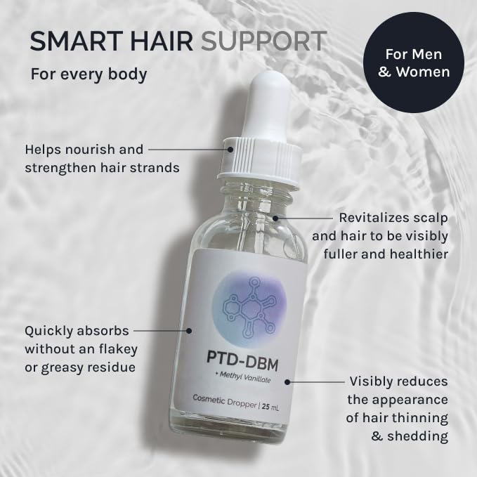 InfiniWell dropper dispensing serum onto fingertip for precise scalp application benefit