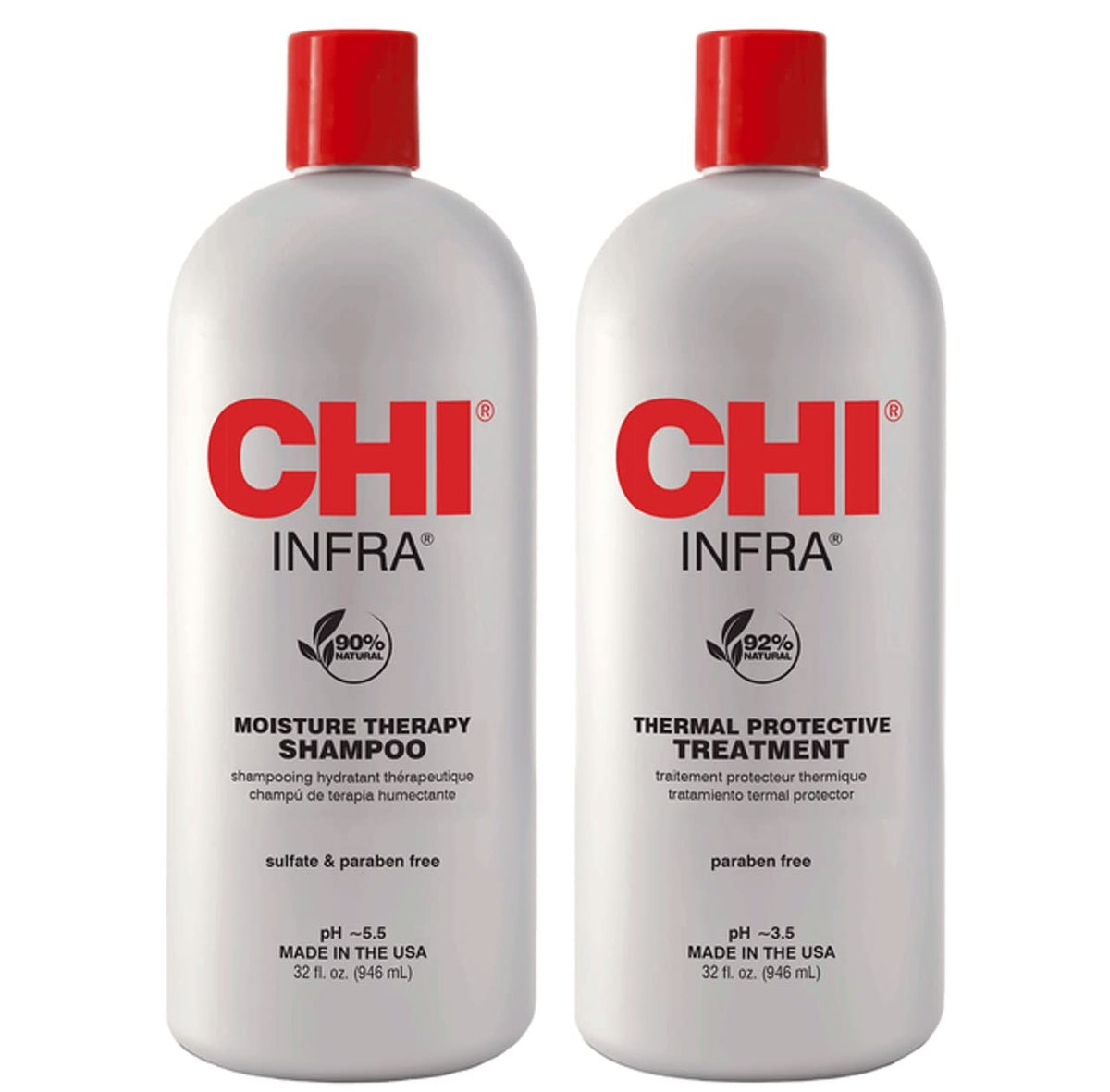 INFRA front view of 32oz shampoo and treatment duo showing packaging and value