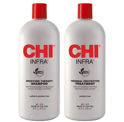 INFRA front view of 32oz shampoo and treatment duo showing packaging and value