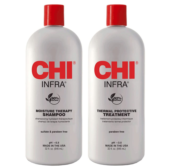 INFRA front view of 32oz shampoo and treatment duo showing packaging and value