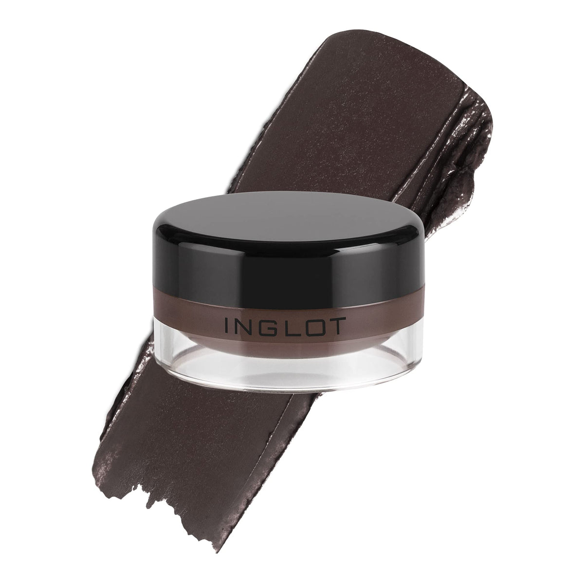 Inglot jar front view showing compact packaging and matte black color