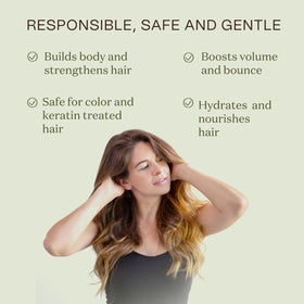 Ingreendients creamy lather close-up, highlights gentle cleansing and non-stripping foam