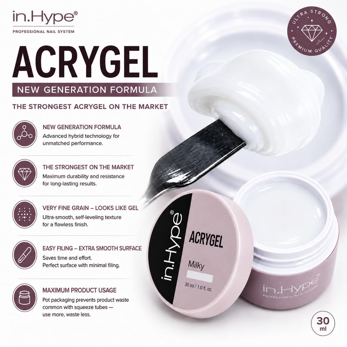 IN.HYPE texture close-up displaying smooth non-grain surface for easy shaping