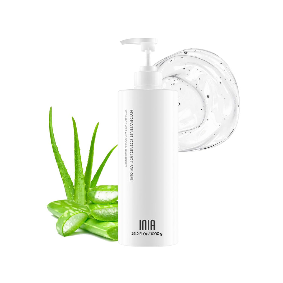 INIA conductive gel front bottle showing label and large 35.2 fl oz size for cost-effective use