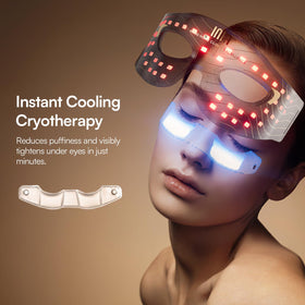 INIA eye mask packaging and accessories indicating complete at-home treatment kit