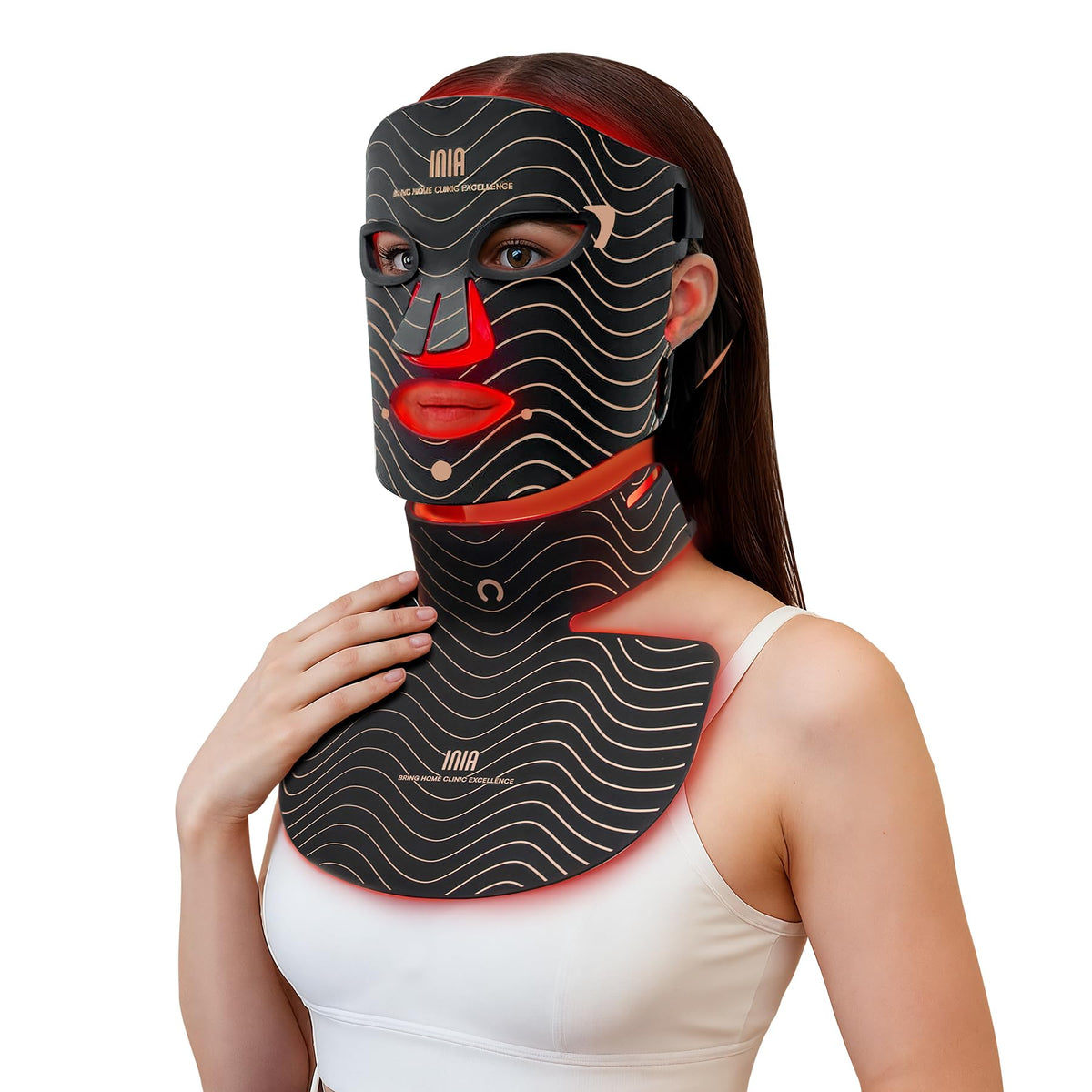 INIA front face mask showing ergonomic fit and comfortable wear benefit