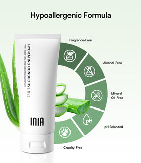 INIA gel in use with facial device showing smooth glide and consistent contact
