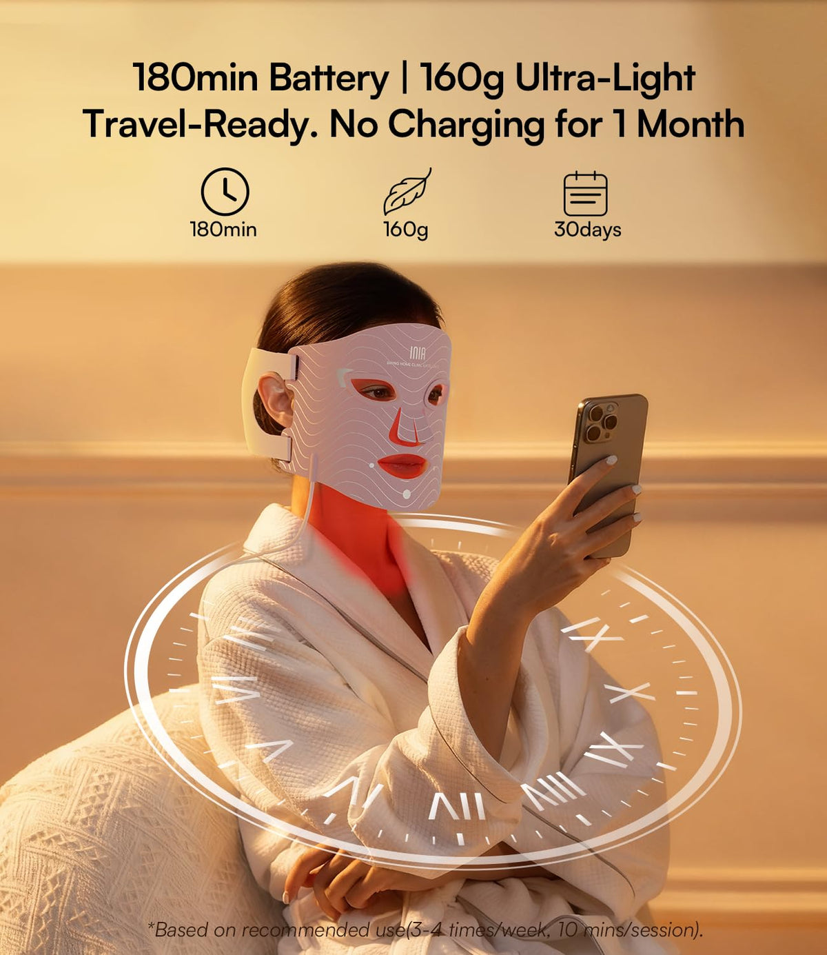 INIA mask held in hand to show compact scale and portable convenience