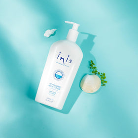 Inis bottle on bathroom shelf in lifestyle setting, everyday routine benefit