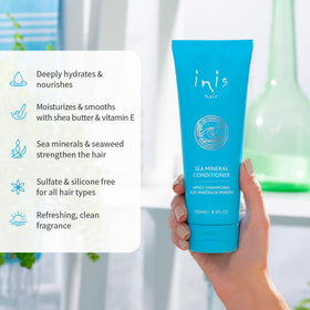 Inis conditioner texture pouring close-up demonstrating creamy hydration benefit
