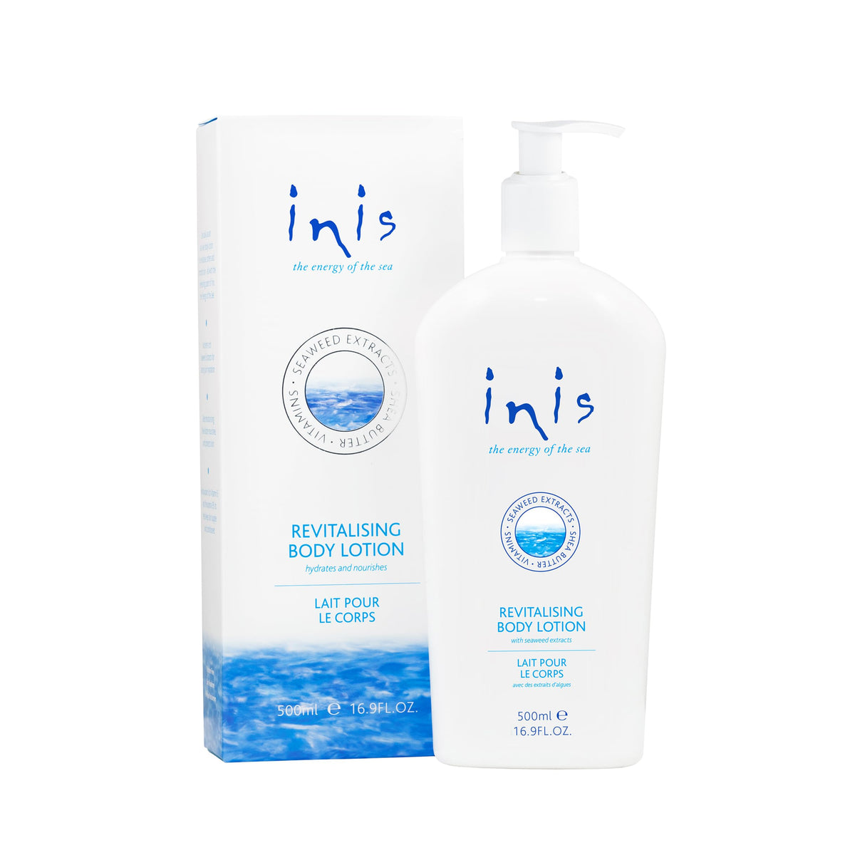 Inis front bottle showing label and 16.9 fl oz size, quick hydration benefit