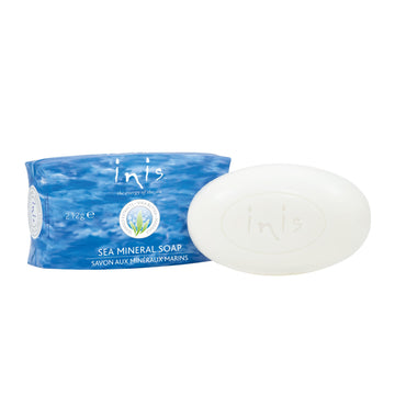 Inis large sea mineral soap front packaging showing clean ocean scent benefit