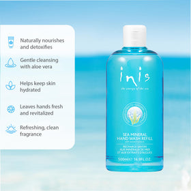 Inis refill next to pump dispenser demonstrating refill compatibility