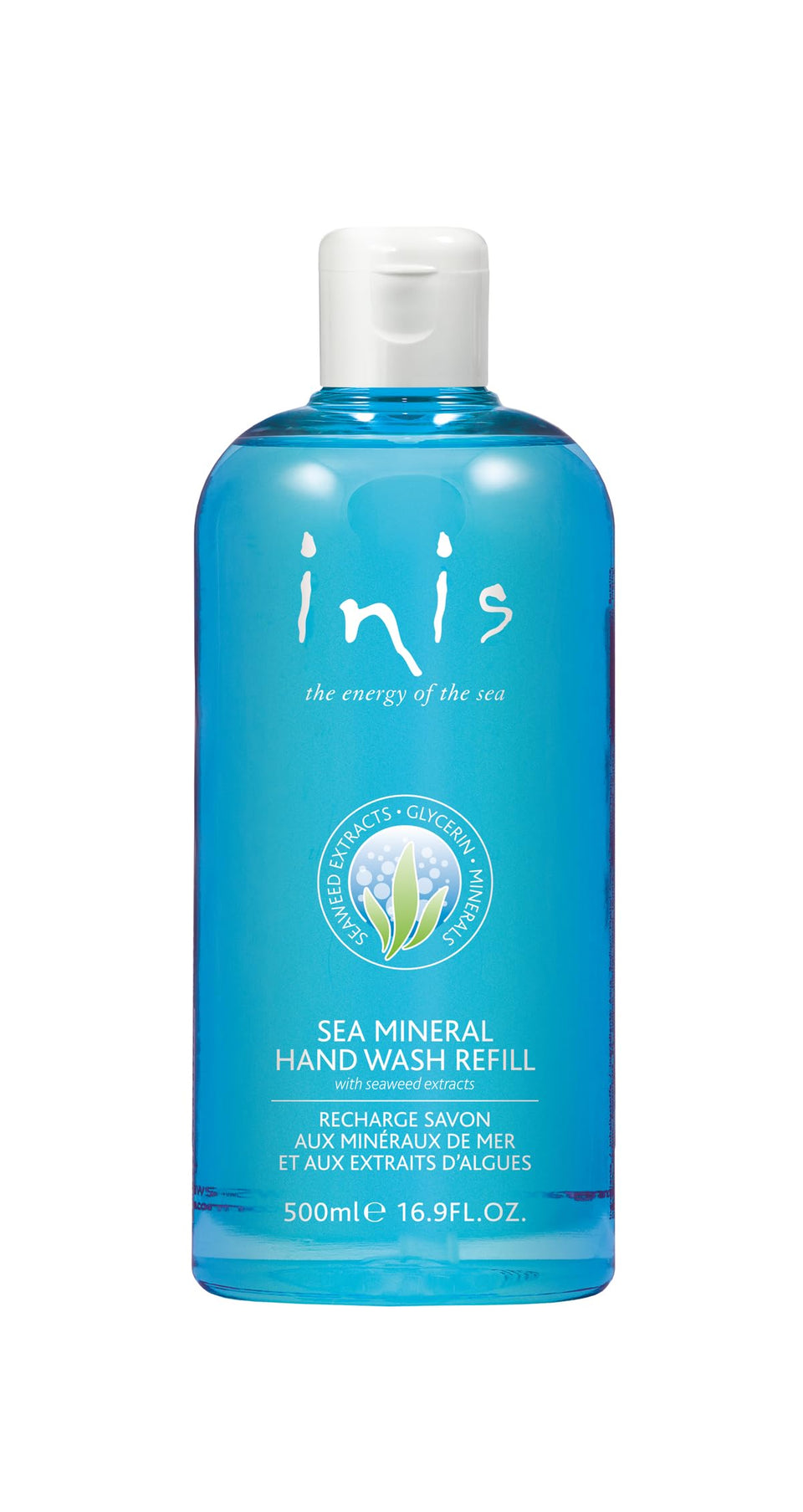 Inis Sea Mineral refill front label showing volume and scent benefits