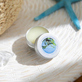 Inis Sea Nutrient Lip Balm texture close-up revealing smooth balm surface and nourishing seaweed extracts