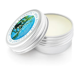 Inis Sea Nutrient Lip Balm tin front showing branding and lemon mint scent, portable convenience