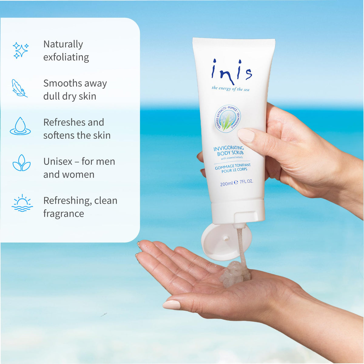 Seaweed and minerals staged with product to show Inis natural ingredient benefit