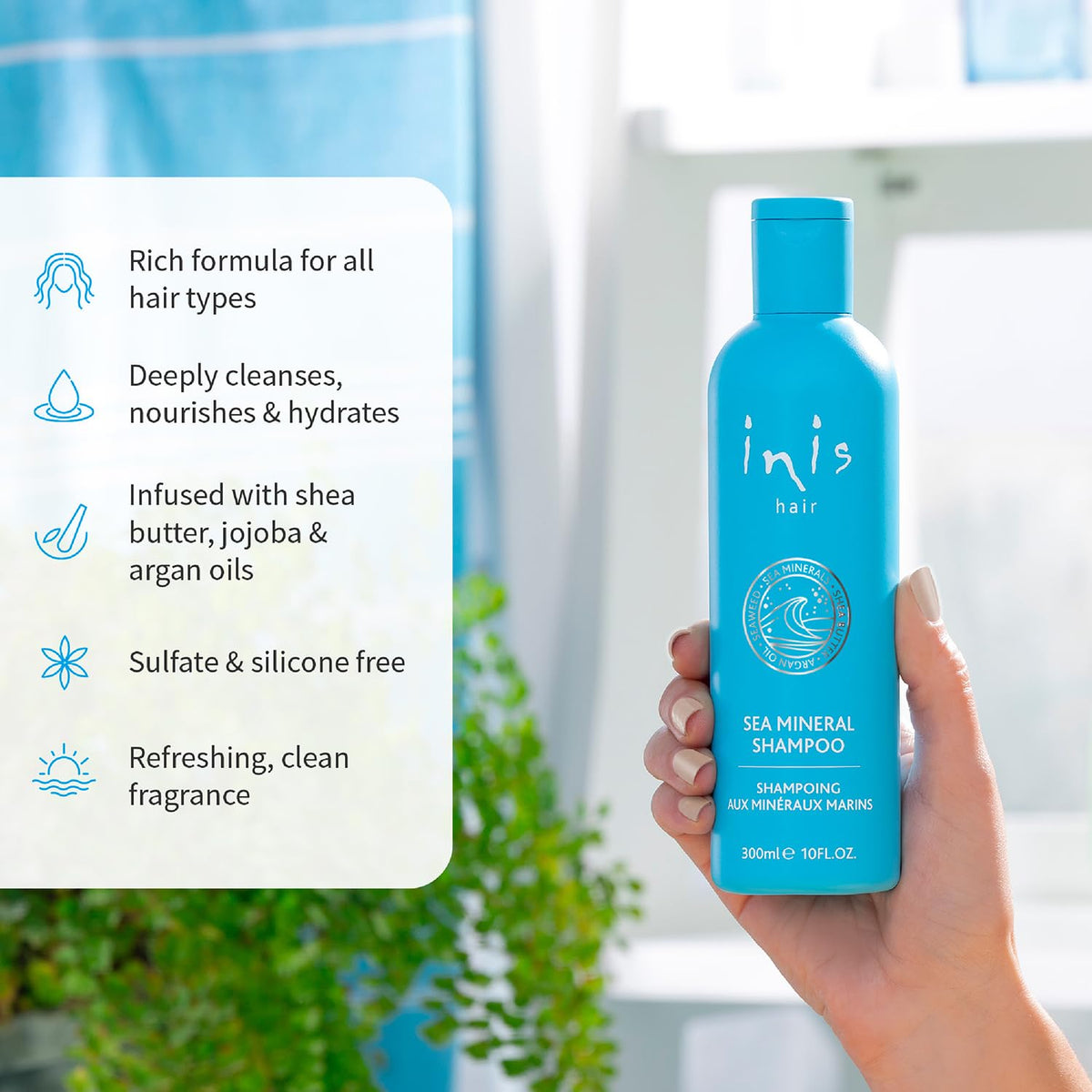 Inis shampoo lather close-up highlighting rich hydrating texture