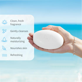 Inis soap in shower setting on draining dish promoting longer-lasting bar
