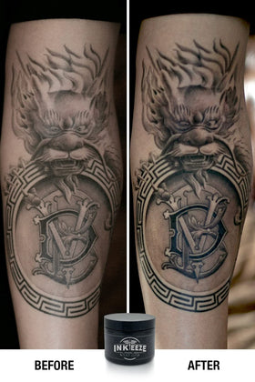 INK-EEZE applied by artist during tattoo to reduce friction and improve glide