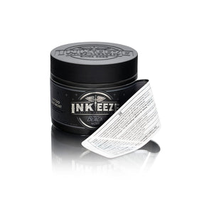 INK-EEZE ingredient display with chia seed oil and beeswax highlighting natural oils