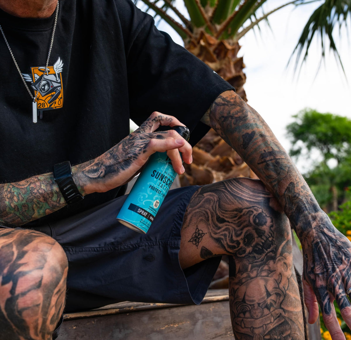 INK-EEZE clear finish on tattooed skin preserving color and detail